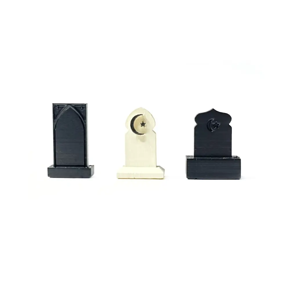 Cimetière - 3 tombes et 6 Pierres tombales Musulmanes 87Train 221053 | HO 1/87 - 6