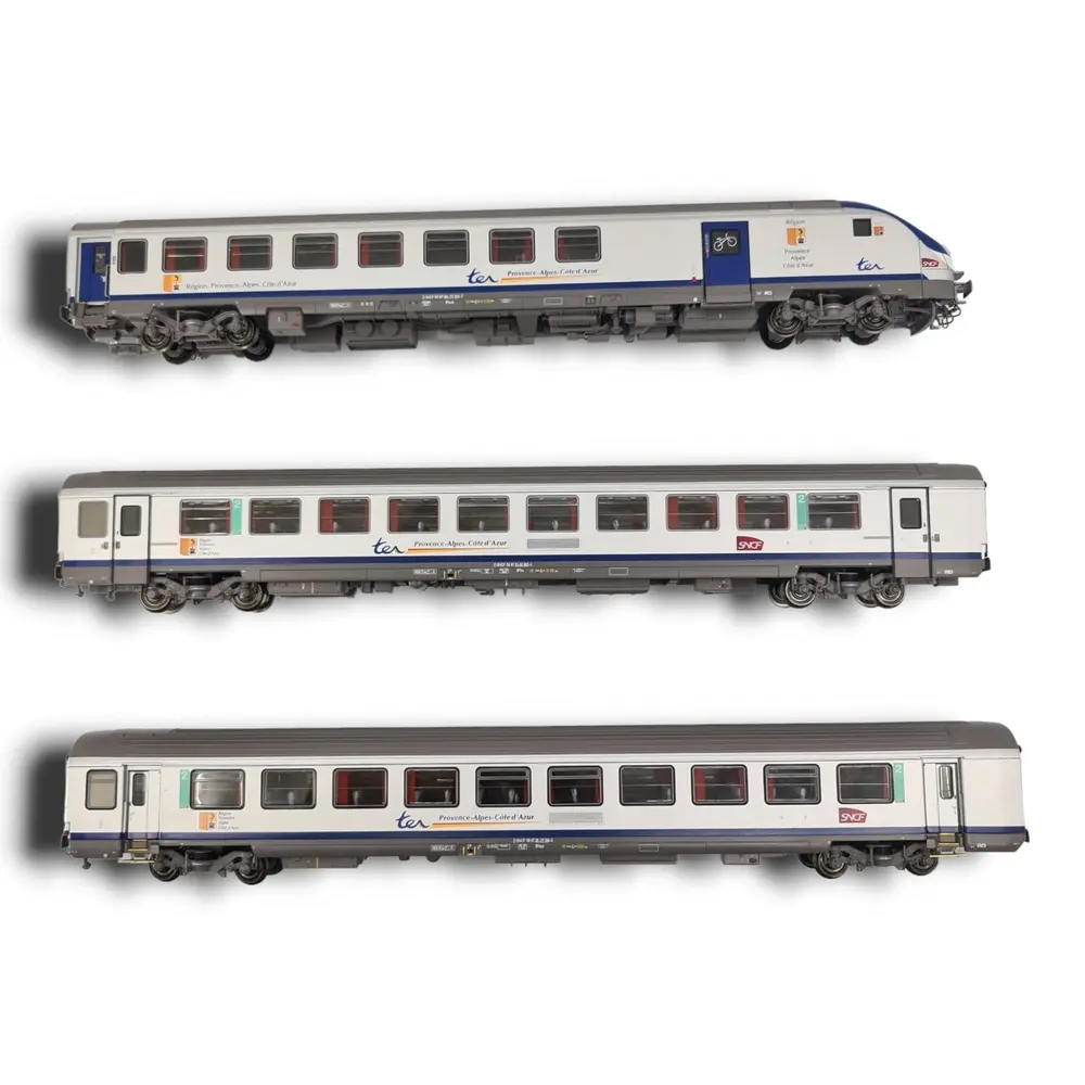 3 voitures TER PACA - Ls Models 41234DC - HO 1/87 - 2R - SNCF - EP VI - 3