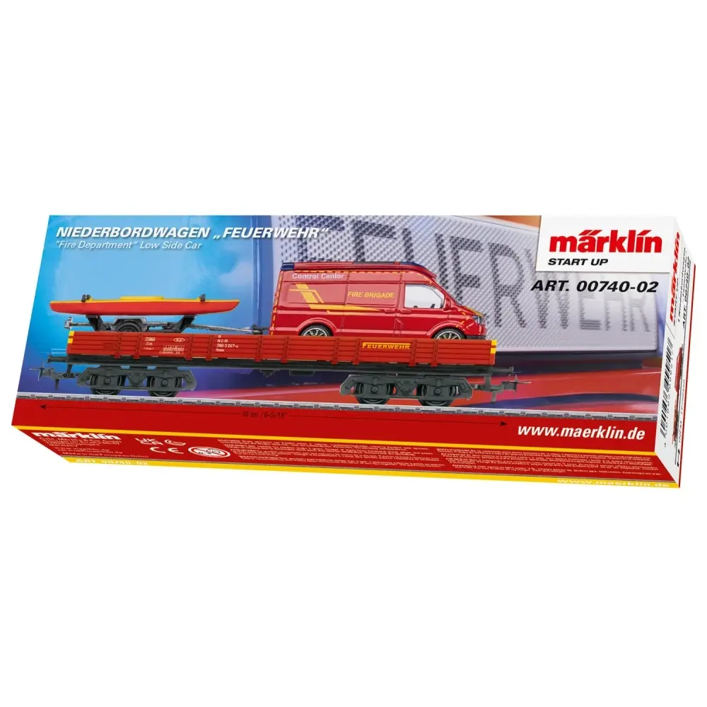 Wagon plat à rebords bas Rlmms, chargement pompier - Märklin Start Up 00740-02 - HO 1/87 - 3R - 2