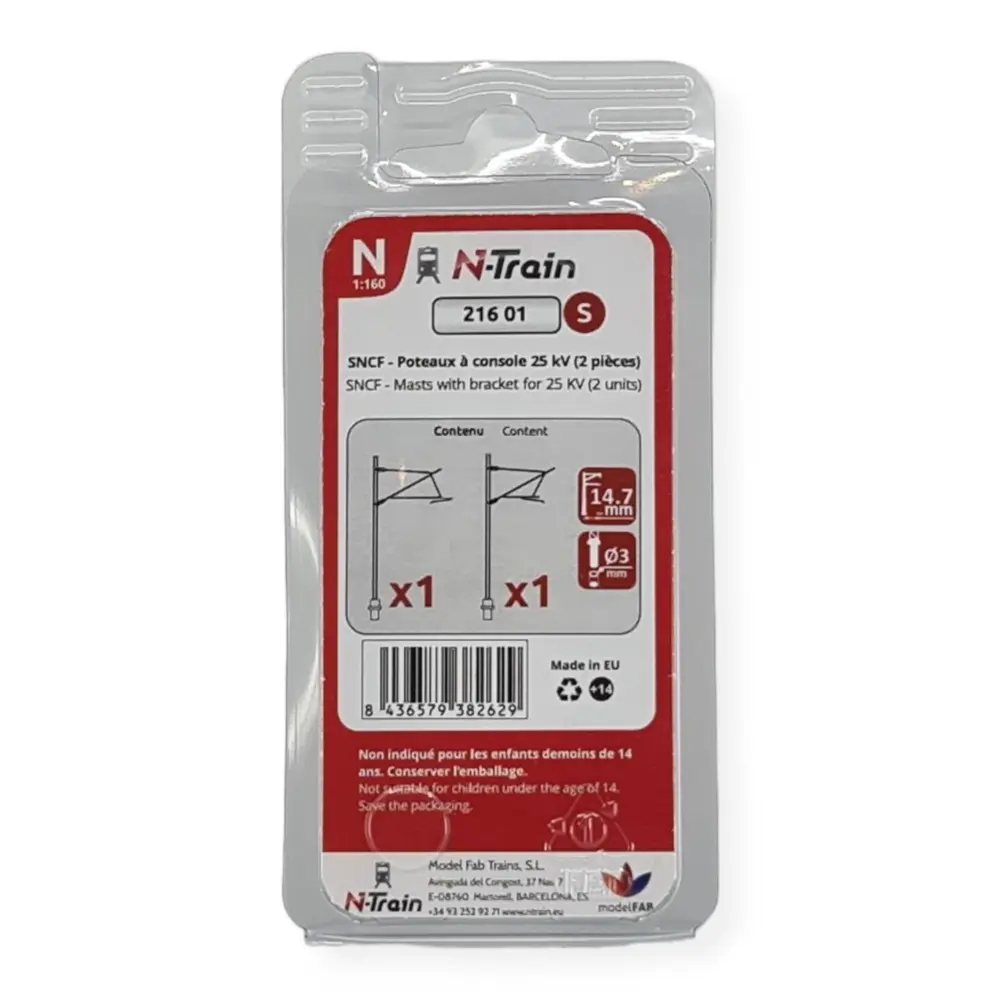 2 Poteaux en H à console | 25 kV-S MAFEN 21601 - Échelle N 1/160 - 3