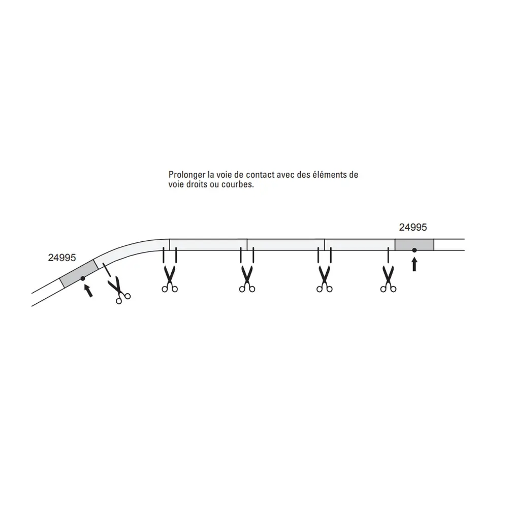 Rail courbe de commande à distance ballasté - Märklin 24294 - HO 1/87 - Code 83 - Voie C - 5