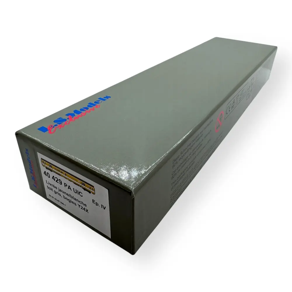 Voiture postale PA UIC livrée jaune/blanche toit gris, bogies Y24X - LS Models 40429 - HO 1/87 - SNCF - Ep IV - 2R - 4