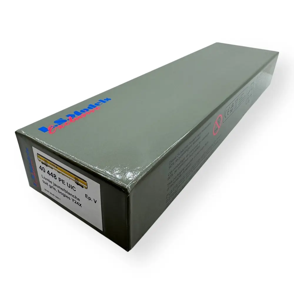 Voiture postale PE UIC livrée jaune/blanche toit gris, bogies Y24X - LS Models 40448 - HO 1/87 - SNCF - Ep V - 2R - 4