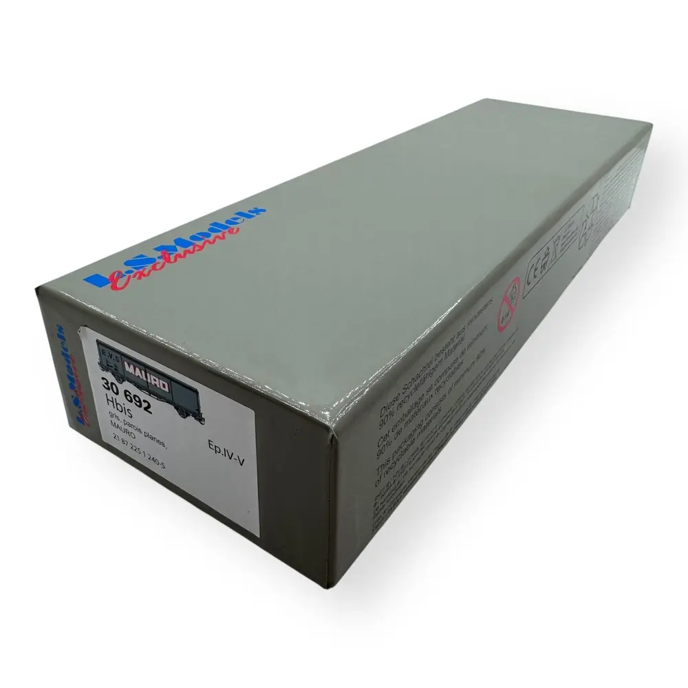 Wagon couvert EVS, Hbis, gris, parois planes "MAURO" - LS Models 30692 - HO 1/87 - SNCF - Ep IV-V - 2R - 4