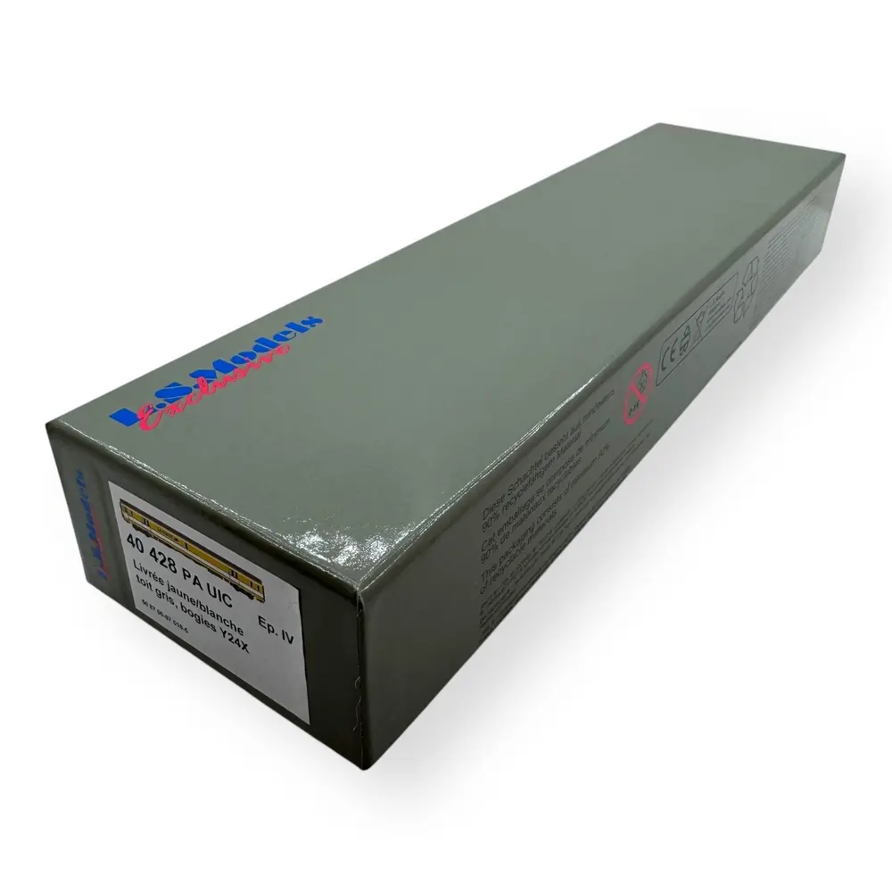 Voiture postale PA UIC livrée jaune/blanche toit gris, bogies Y24X - LS Models 40428 - HO 1/87 - SNCF - Ep IV - 2R - 4