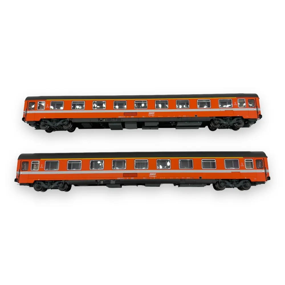 Set de 2 voitures voyageurs VSE A9u, livrée C1, logo encadré - LS Models 40350 - HO 1/87 - SNCF - Ep IV - 2R - 2