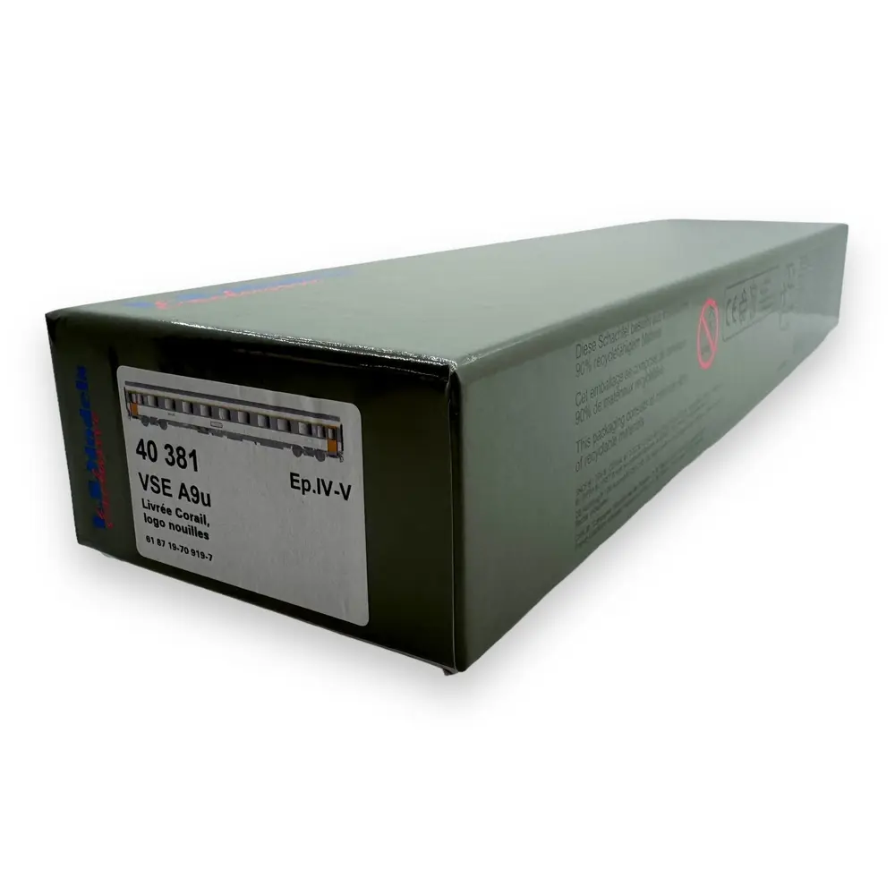 Voiture voyageurs VSE A9u Corail - LS Models 40381 - HO 1/87 - SNCF - Ep IV - 2R - 4