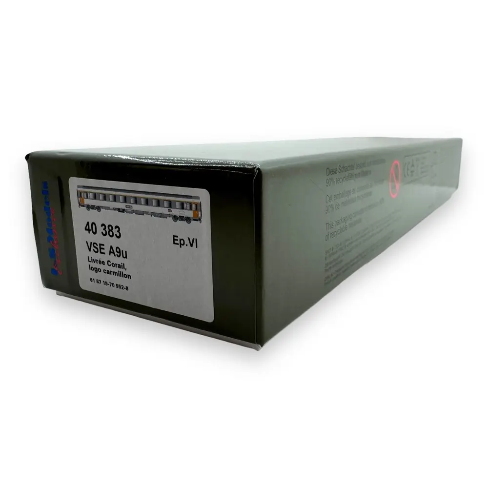 Voiture voyageurs VSE A9u livrée corail, logo carmillon - LS Models 40383 - HO 1/87 - SNCF - Ep VI - 2R - 4