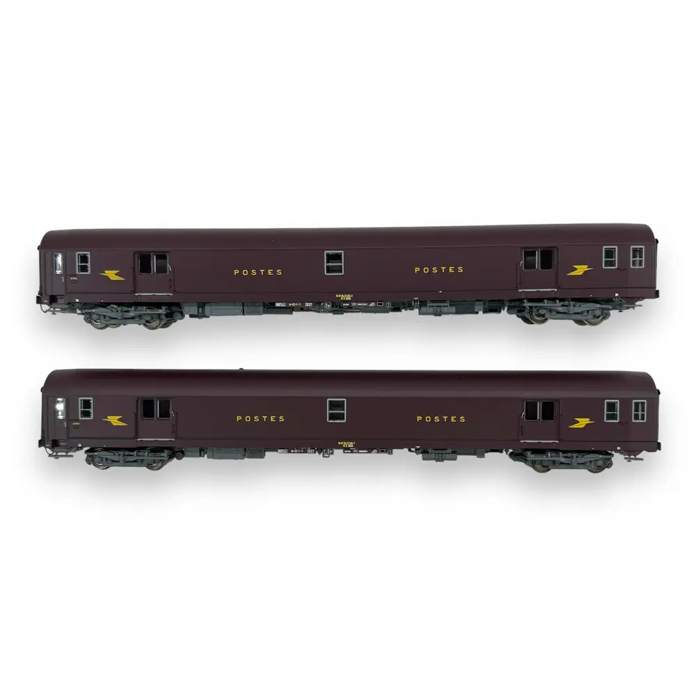 Set de 2 voitures postales PA UIC brun - LS Models 40444 - SNCF - HO : 1/87 - EP IV - 3