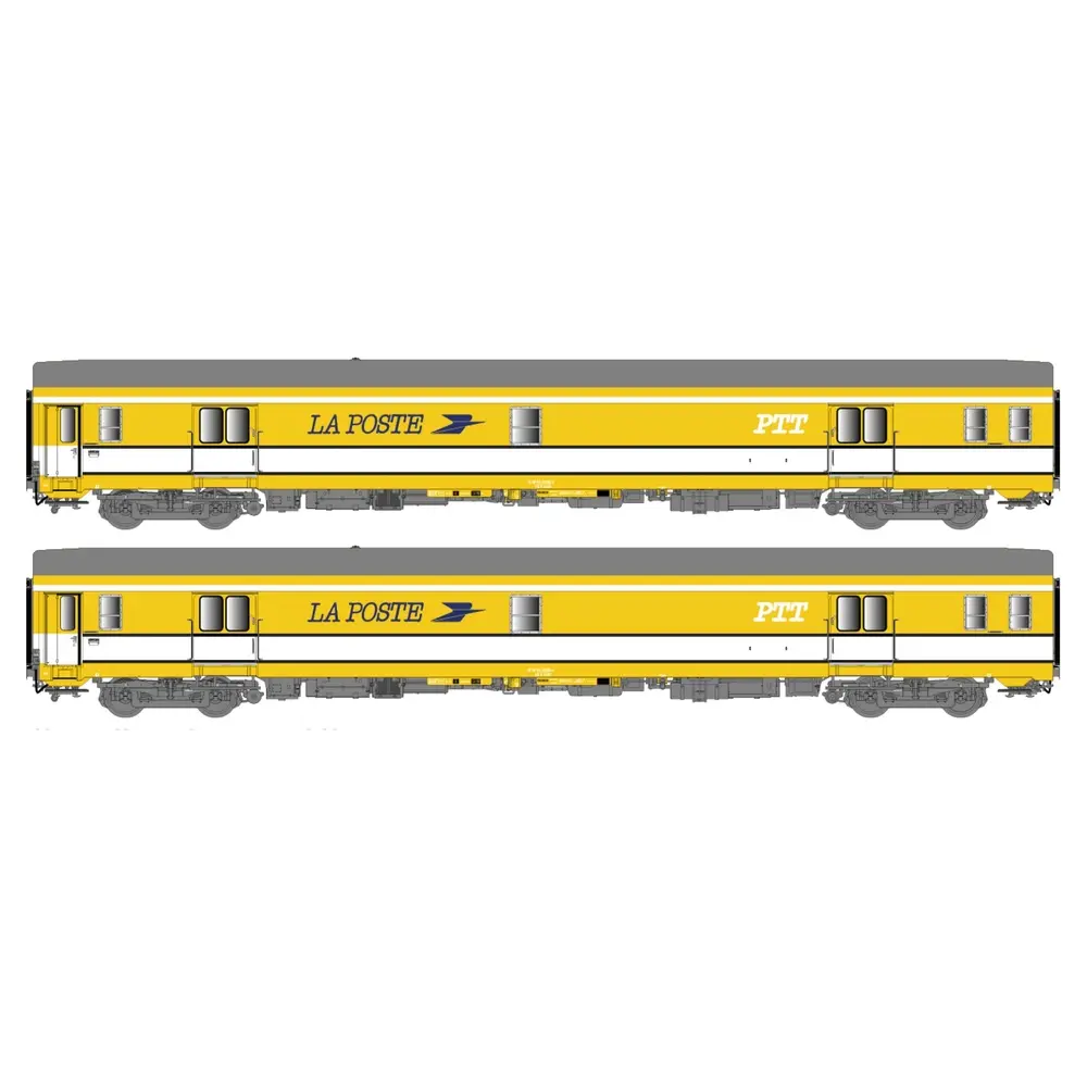 Set 2 voitures postales jaunes PA UIC - LSModels 40446 - SNCF - HO : 1/87 - EP IV - 2