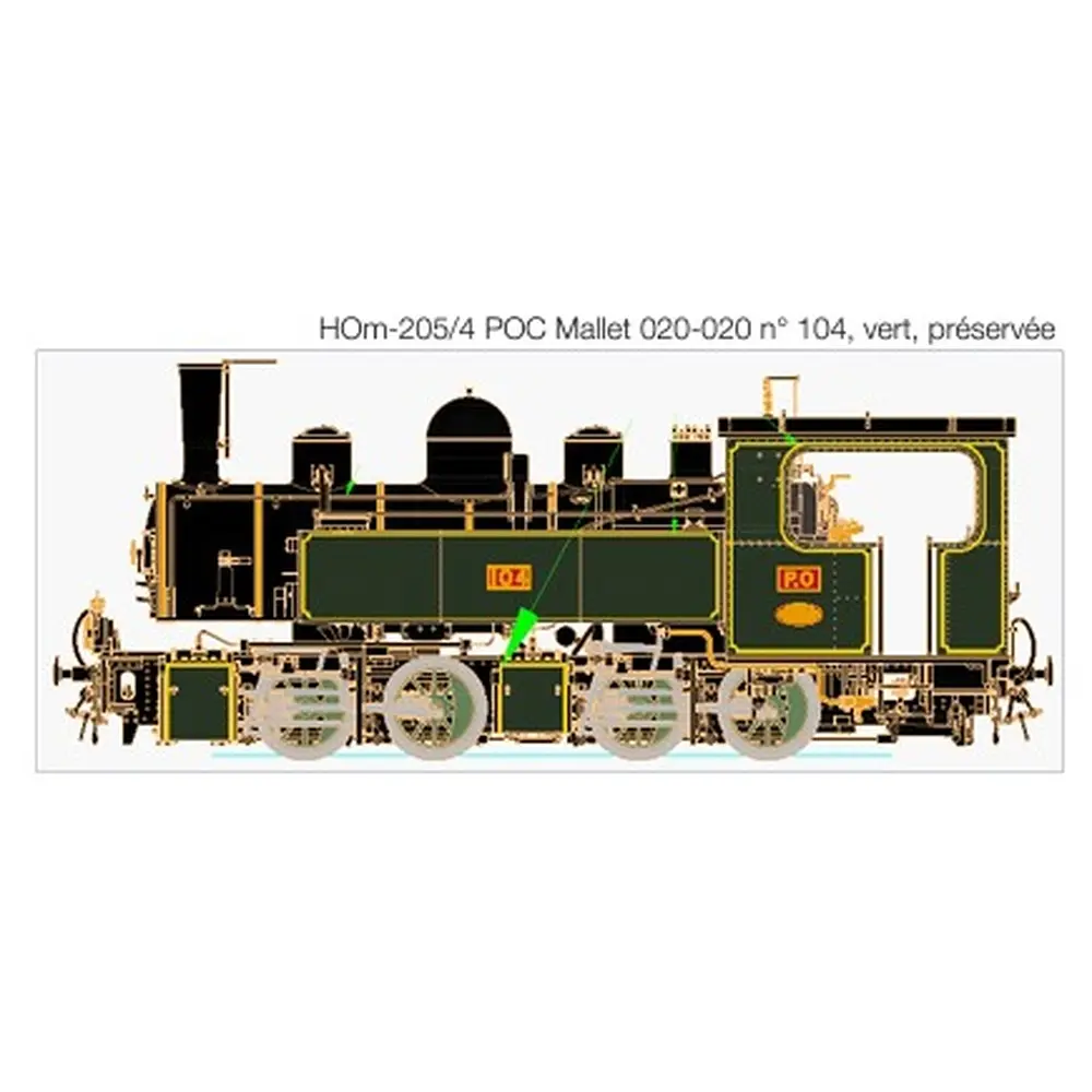 Locomotive à vapeur Mallet 020-020 LEMATEC HOM205.4 - HOm 1/87 - POC/SNCF - 2