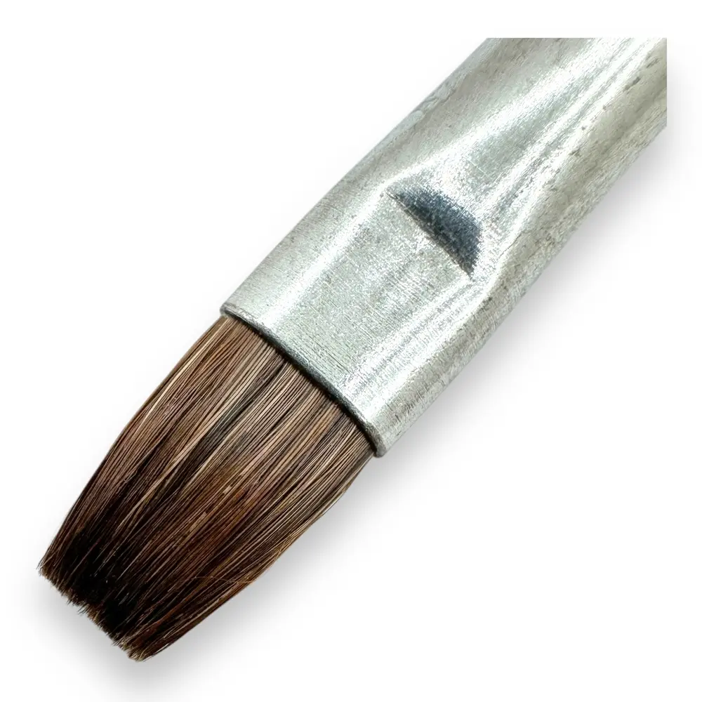 Pinceau plat N°06 pour aquarelle en poil de poney, embout en nickel, manche court - Kolibri 0712/06 - 3