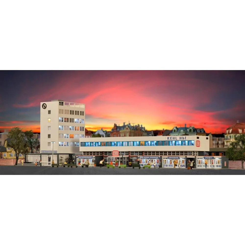 Gare de "Kehl" avec éclairage intérieur au sol KIBRI 39514 - HO 1/87 - 3