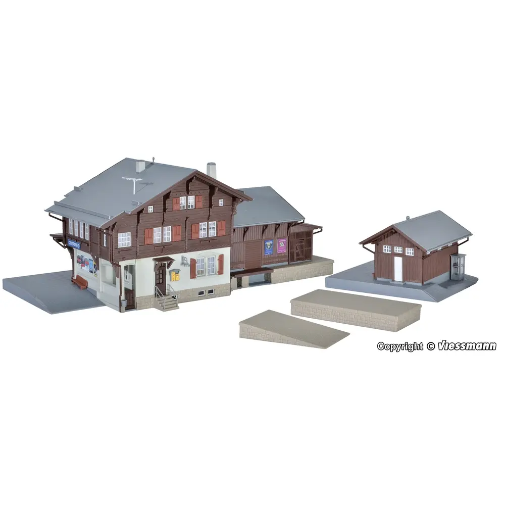 Gare "Oberried" et petit bâtiment - KIBRI 39370 - HO 1/87 - 610 x 160 x 139 mm - 3
