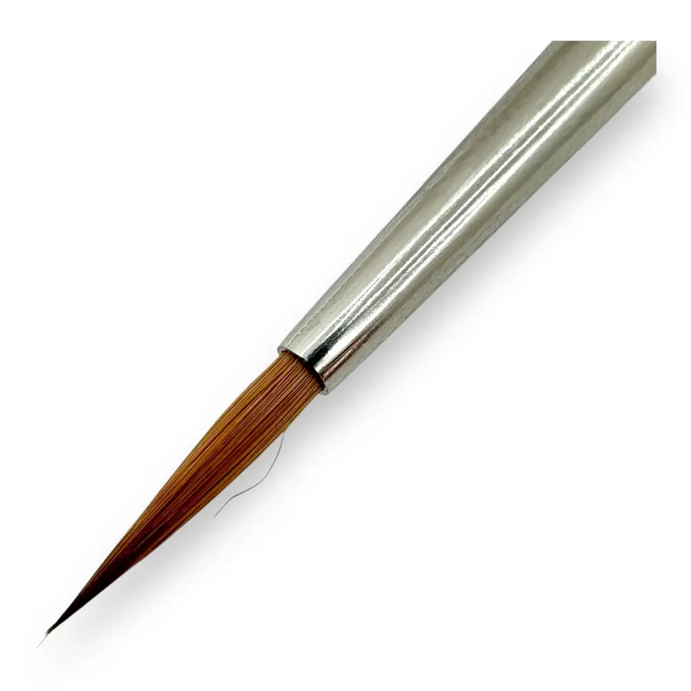Pinceau N°02 pour aquarelle en poil de martre rouge, virole argentée, manche court - Kolibri 0088/02 - 3