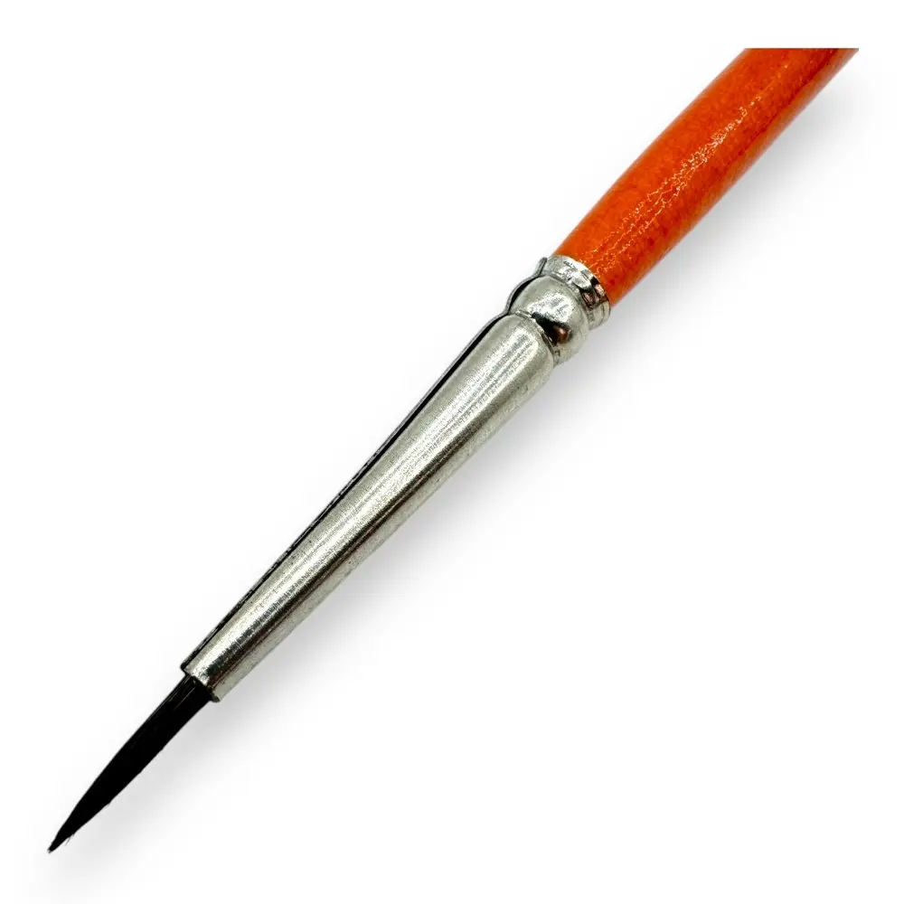 Pinceau N°03 aquarelle rond et pointu en poils de poney, viroles en nickel, manche court - Kolibri 0012/03 - 2