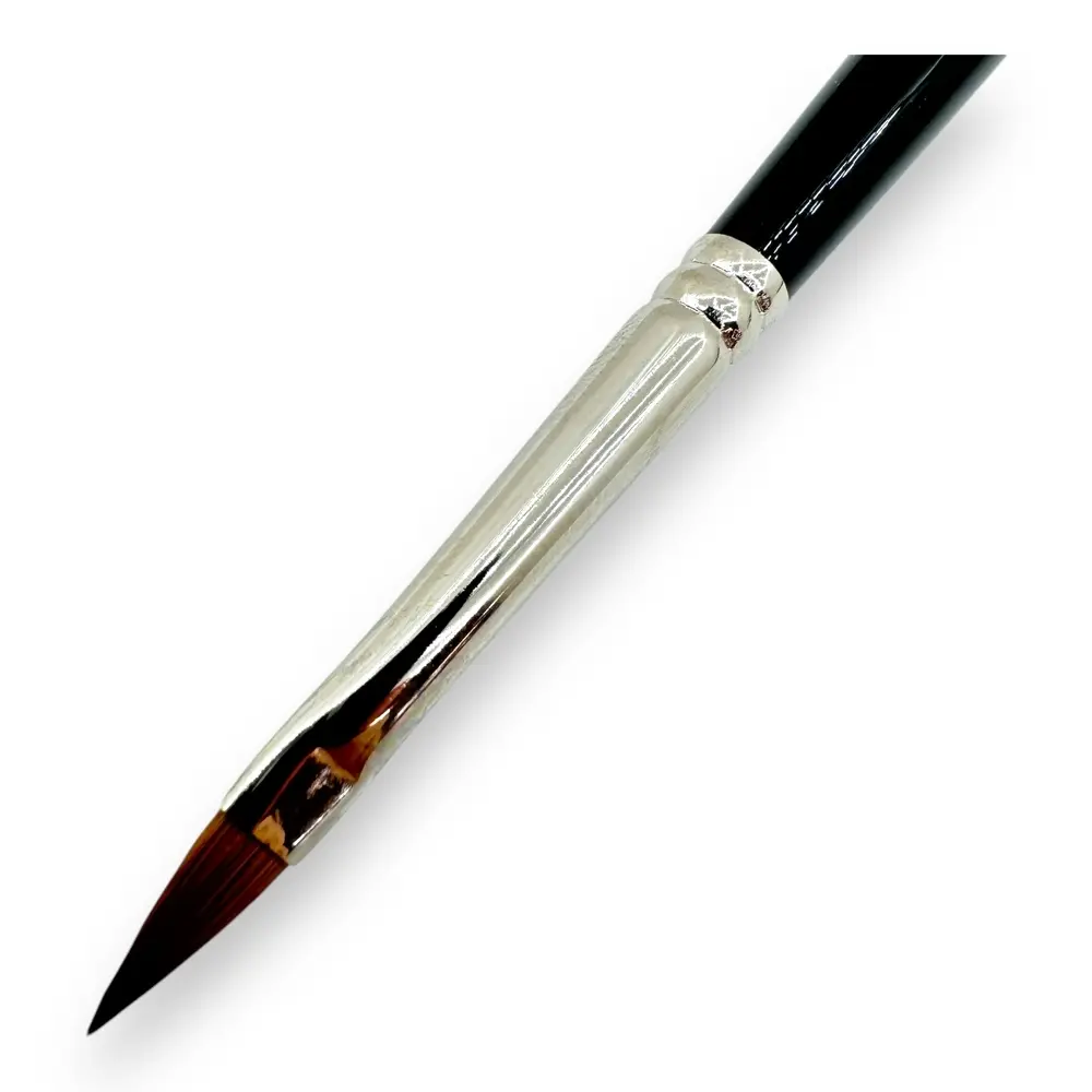 Pinceau plat N°04 en poil de martre kolinsky, virole en argent, manche court - Kolibri 1788/04 - 2