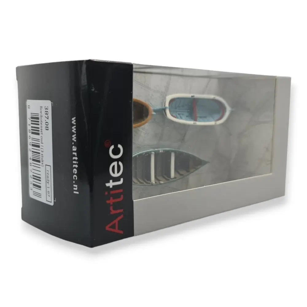 Lot de 3 barques bleues et vertes - Artitec 387.08 - HO : 1/87  - 2