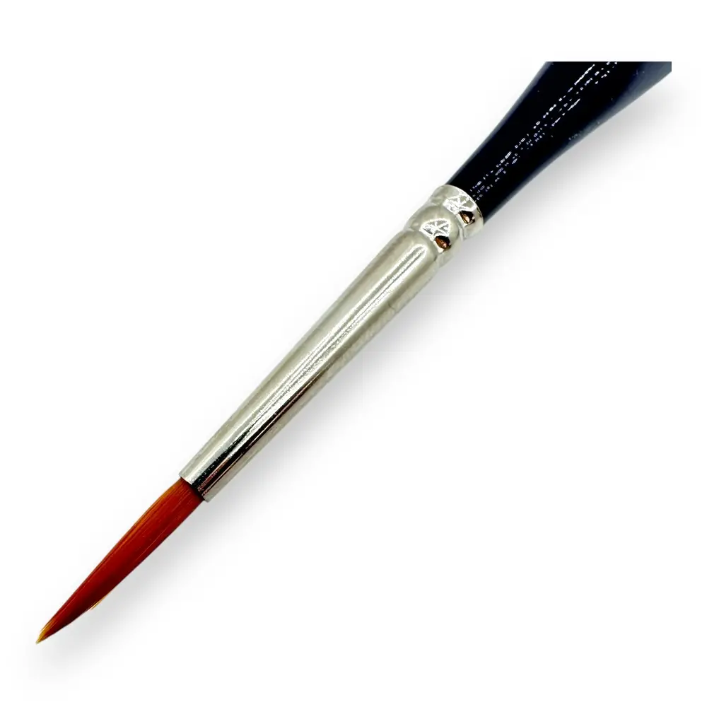 Pinceau rond N°03 en poil synthétique de martre orange, virole en nickel, manche court - Kolibri 8881/03 - 2