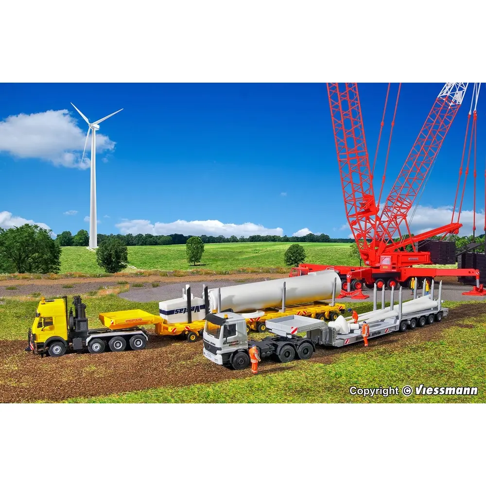 Convoi de camions transport d'éoliennes KIBRI 13520 - HO 1/87 - 2