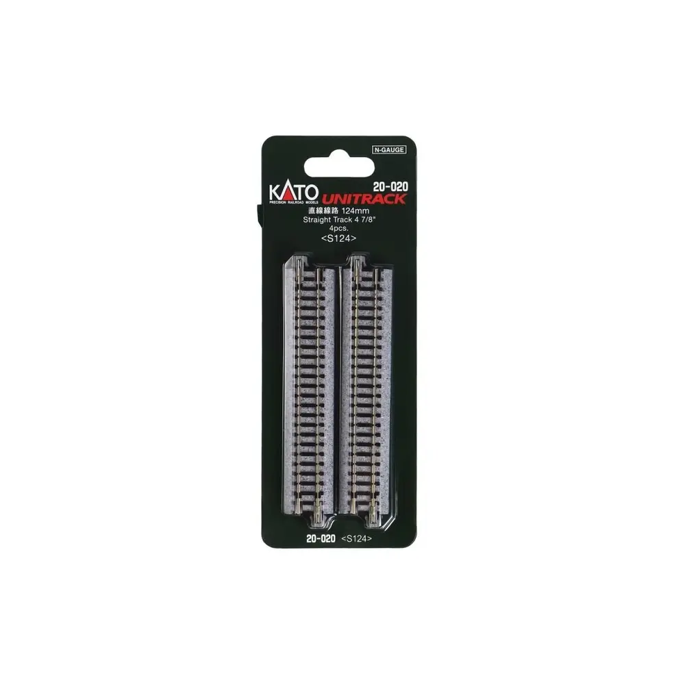 4 rails droits (S124) 124mm Unitrack - Kato K20-020 - N 1/160 - 4