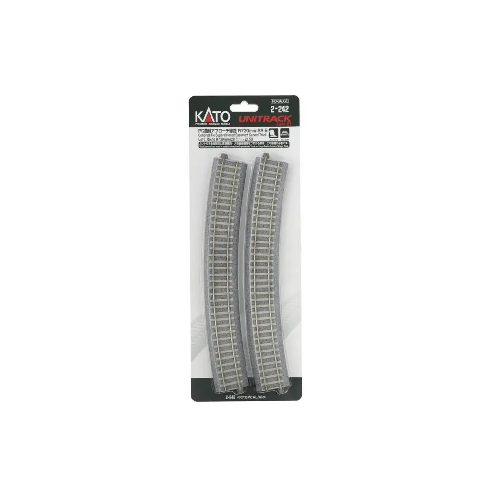 4 rails courbes Unitrack (R730-PCAL/R730-PCAR) CS - Kato 2-242 - HO 1/87 - 4