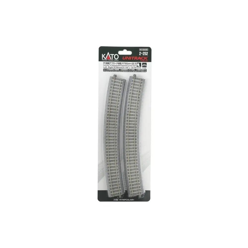 2 rails courbes Unitrack (R790-PCAL/R790-PCAR) CS - Kato 2-252 - HO 1/87 - 4