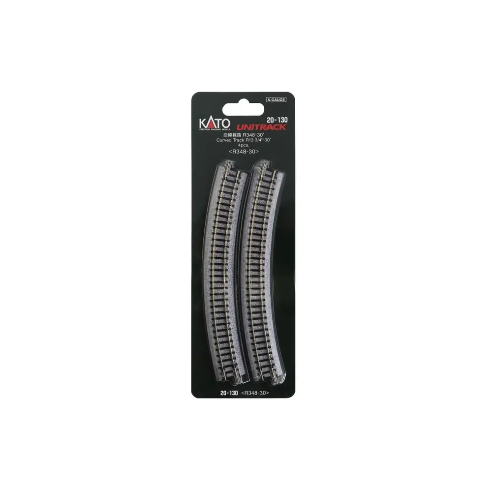 4 rails incurvés Unitrack (R348-30) 30 degrés - Kato 20-130 - HO 1/87 - 4