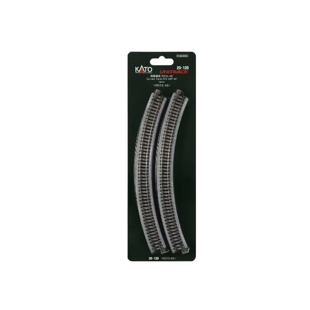4 Rails incurvés unitrack ( R315-45 ) 45° - Kato K20-120 - N 1/160 - 2R - 4