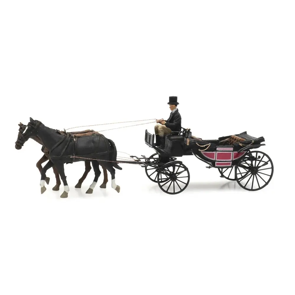 Voiture Landau ouverte avec cheval et cocher - Artitec AR387.423 - HO 1/87 - 5