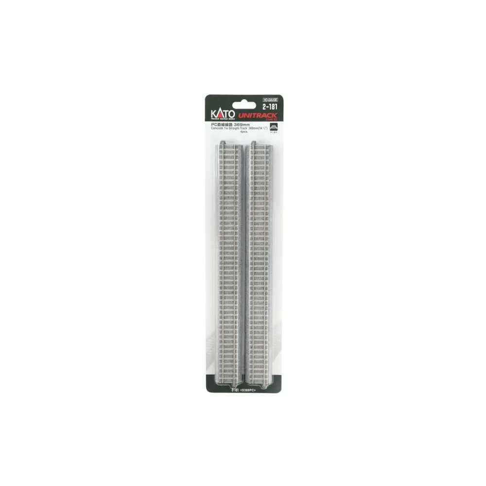 4 rails droits Unitrack (S369PC) CS 369mm - Kato 2-181 - HO 1/87 - 4
