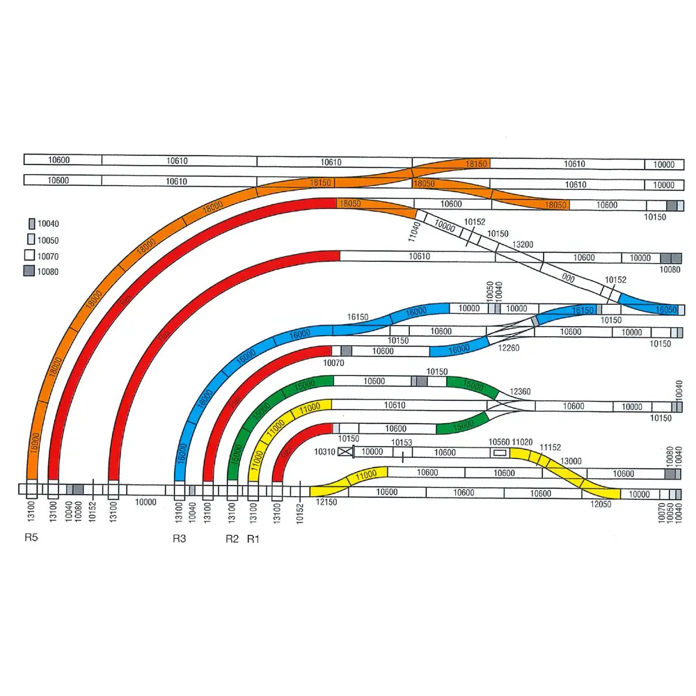 Aiguillage manuel gauche LGB 18150 - G : 1/22.5 - 600 mm R5 15° - Courbe gauche - 2