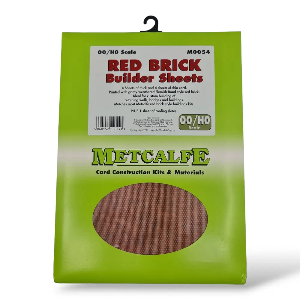 8 Feuilles de briques rouges et feuille toit - Metcalfe M0054 - OO et HO - 270x175 mm - 2