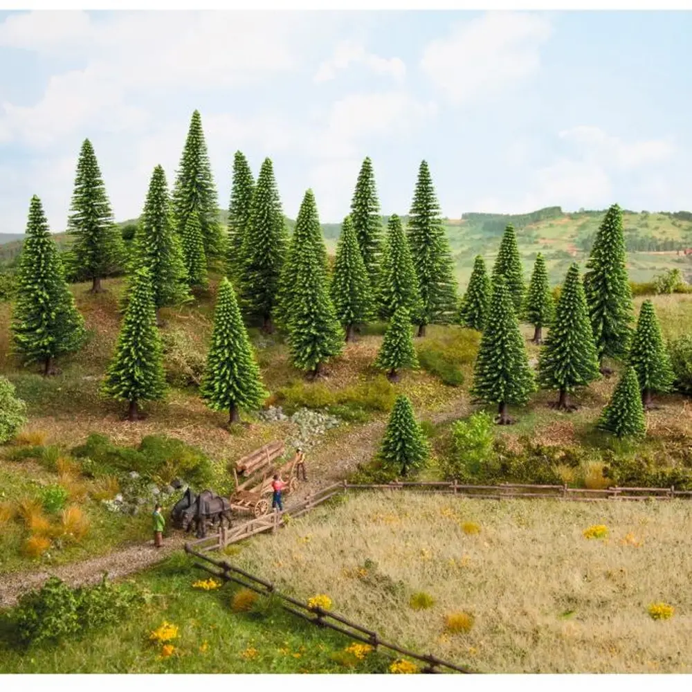 Pack de 50 sapins Noch 26826 - HO 1/87 TT 1/120 - Hauteur 50 à 140 mm - 2