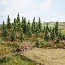 Pack de 10 sapins "Rouge" Noch 32925 - N 1/160 - Z 1/220 - Hauteur 35 à 90 mm - 2