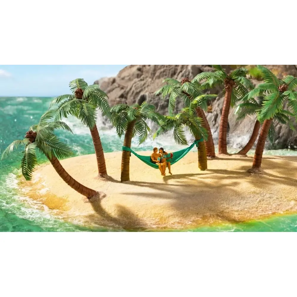 Lot de 2 palmiers avec hamac motorisé et 2 personnages - Noch 21772 - HO 1/87 - 3