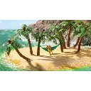 Lot de 2 palmiers avec hamac motorisé et 2 personnages - Noch 21772 - HO 1/87 - 3