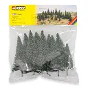Pack de 10 sapins miniatures Noch 26930 - HO / TT - 50 à 140 mm - 4