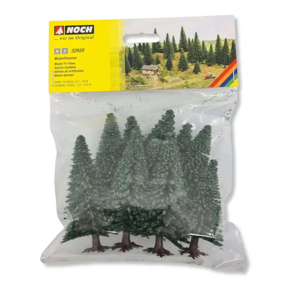 Pack de 10 sapins Noch 32920 - N 1/160 - Z 1/220 - Hauteur 35 à 90 mm - 2