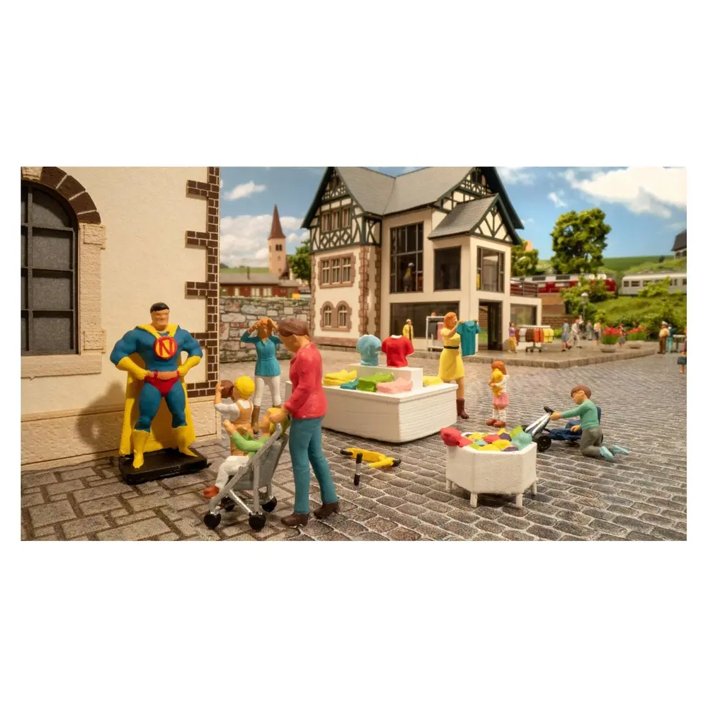 Lot de 6 personnages au magasin de jouet avec accessoires NOCH 16240 - HO 1/87 - 2