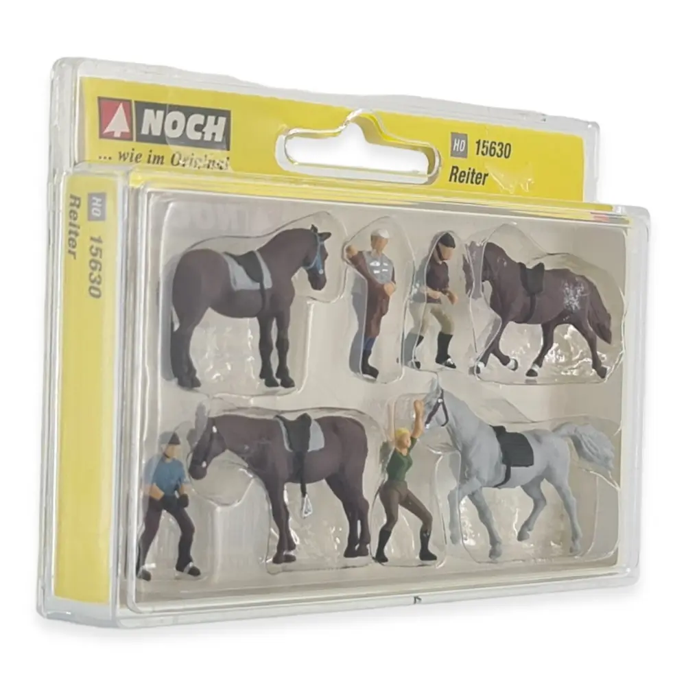 Pack de 4 chevaux et 4 cavaliers NOCH 15630 - HO : 1/87ème - 2