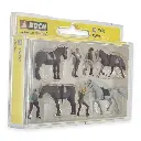 Pack de 4 chevaux et 4 cavaliers NOCH 15630 - HO : 1/87ème - 2