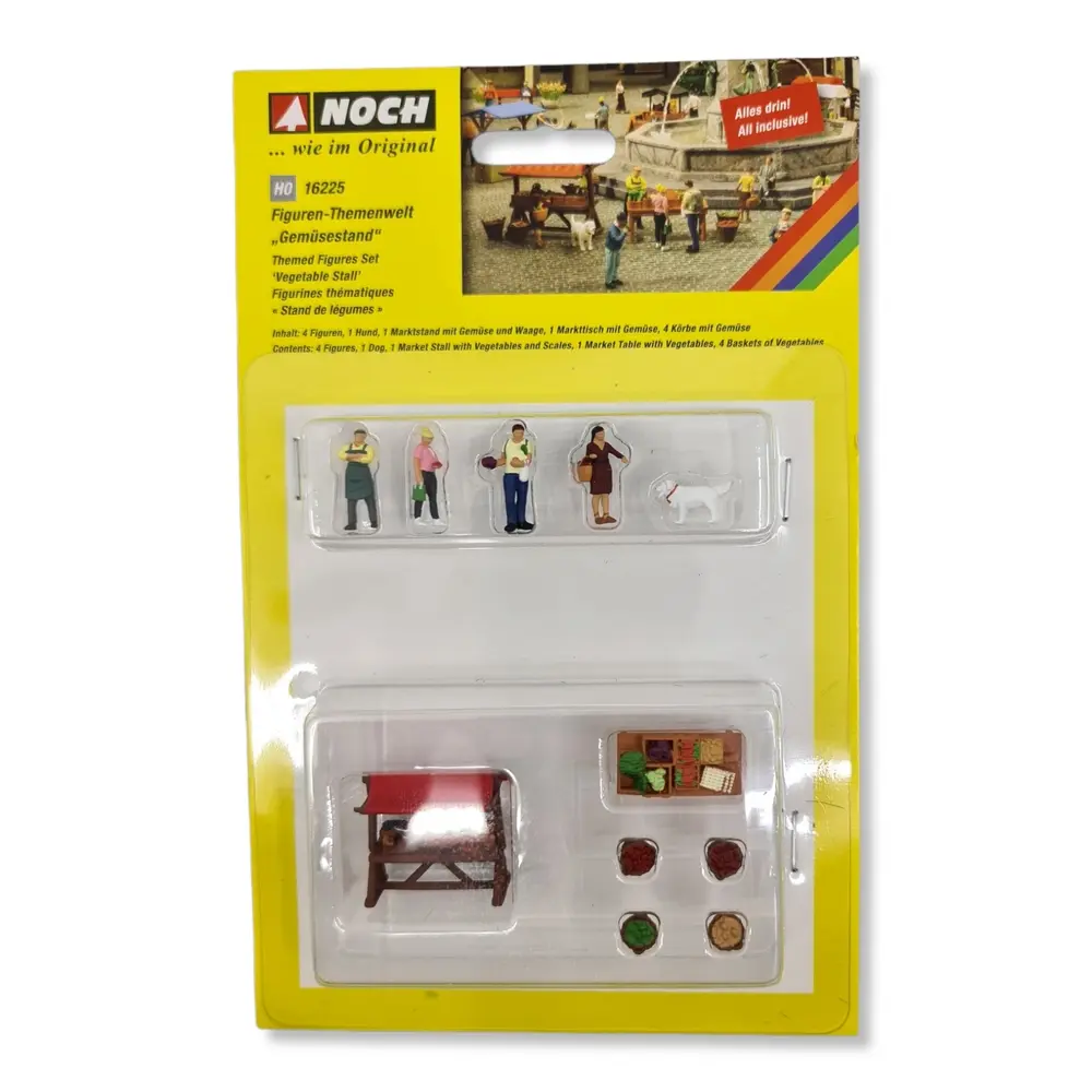 Pack de 4 personnages au marché NOCH 16225 - HO 1/87 - Marchand de légumes - 2