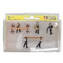 Lot de 5 charpentiers avec leurs accessoires  NOCH 15051 - HO 1/87 - 2