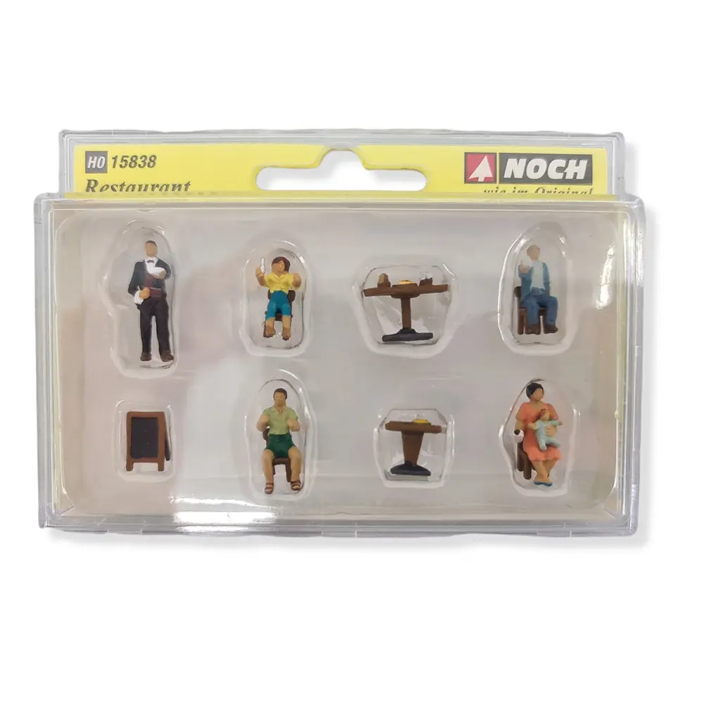 Lot de 6 personnages au restaurant avec accessoires NOCH 15838 - HO 1/87 - 2