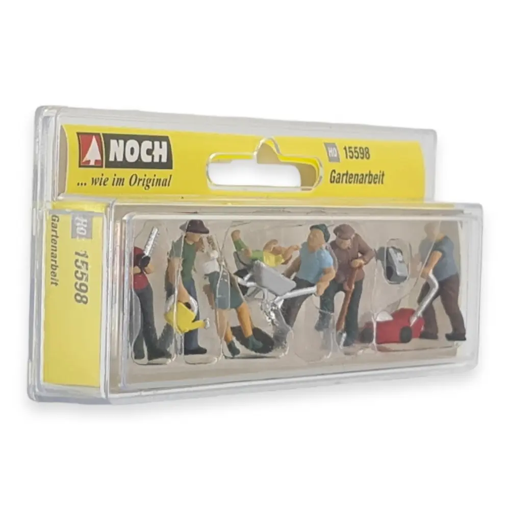 Lot 7 personnages "Entretien du jardin" & accessoires NOCH 15598 HO 1/87 - 2