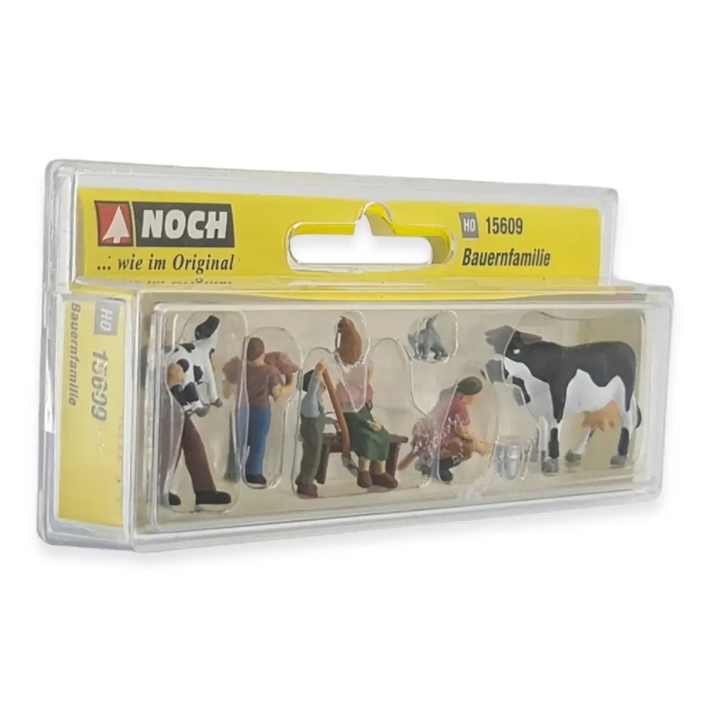 Pack de 5 personnages "Famille paysanne" avec animaux NOCH 15609 - HO : 1/87ème - 3