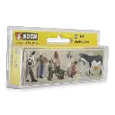 Pack de 5 personnages "Famille paysanne" avec animaux NOCH 15609 - HO : 1/87ème - 3