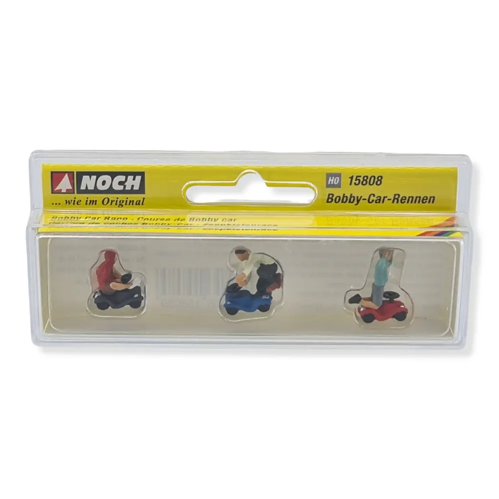 3 enfants sur petite voiture - Course de bobby car NOCH 15808 - HO 1/87 - 2