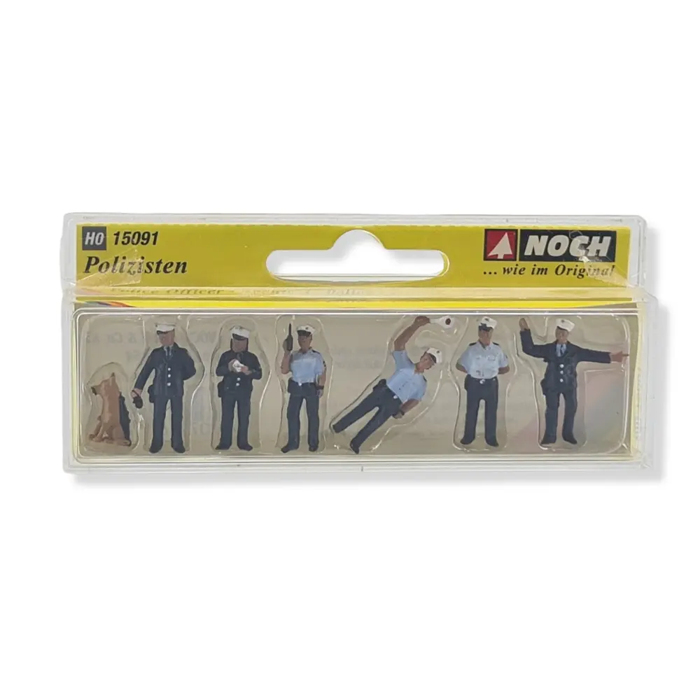 Lot de 6 agents de police avec un chien Noch 15091 - HO 1:87 - 2